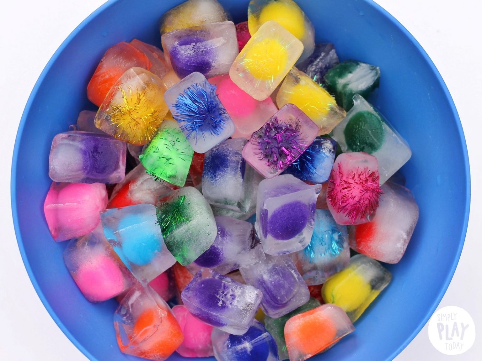 Frozen Pom Poms For Sensory Play Simply Play Today 1473